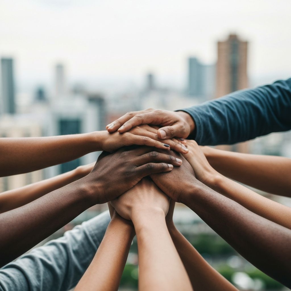 Hands together in unity